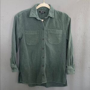 Madewell #NI026 Green Oversized Ex-Boyfriend Shirt in Flannel Seamed Edition